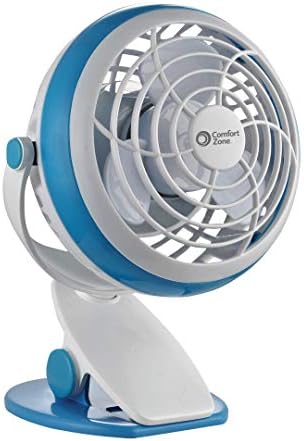Comfort Zone Dual Base Combo Clip or Desk Fan, USB or Battery Powered, 4 inch, Single Speed Setting, Adjustable Tilt, Lightweight, Ideal for Home