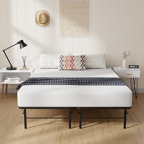 BestMassage | Twin Bed Frame | Metal | Heavy Duty Steel Slats with 6 Legs | Foldable | Sturdy, No Box Spring Needed | Easy to Assemble with Under-Bed Storage | Furniture for Home, Dorms
