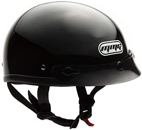 MMG Adult Half Shell Helmet, Motorcycle/Scooter/Moped, Matte Gray, Medium | Lightweight Polycarbonate/ABS half shell, goggles included. Padded washable liner, double D-ring strap. DOT FMVSS-218.