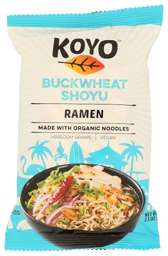 Koyo Ramen Soup, Buckwheat Shoyu, Made With Organic Noodles, No MSG, No Preservatives, Vegan, 2.1 Ounce (Pack of 12)