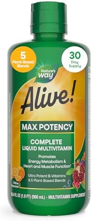 Nature's Way Alive! Max Potency Complete Liquid Multivitamin, 30.4 Fl Oz | Liquid Vitamin Promotes Energy Metabolism