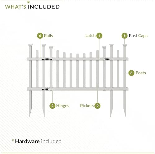 Zippity Madison Picket Gate, White Vinyl DIY No Dig Kit | 2.5ftH x 5.1ftW, 1 Gate, ZP19028