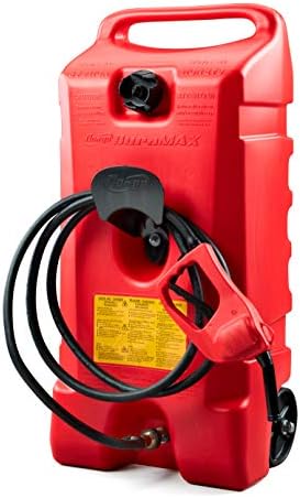 Scepter Duramax Flo ’N Go 14 Gallon Gas Caddy, 53 Liter Fuel Tank, Red | Updated Version, Portable Fuel Transfer Pump with 10-Foot Hose for Lawn Mower, Farm, Marine, Commercial, and Home Use
