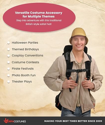 Nicky Bigs Novelties Pith Helmet, Tan Straw Safari Costume Accessory