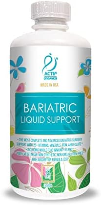 Actif Organic Bariatric Liquid Support With 25+ Organic Vitamins And Minerals For Bariatric Surgery, Advanced Formula, Non GMO, 32 Oz