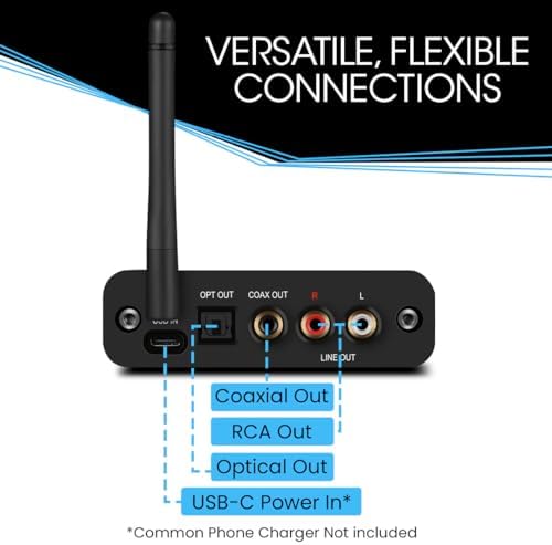 B2 LDAC/aptX HD Bluetooth 5.1 Hi-Fi Audio Receiver with ESS DAC,OLED Display,RCA,Optical & Coaxial,Extended Range for Home Stereo