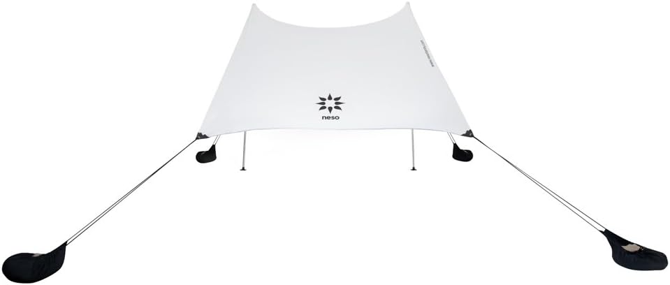 Neso Portable Beach Tent Sun Shelter with Sand Anchor - Lightweight Beach Shade Canopy - Easy Setup for Family Outings - Patented Reinforced Corners - UPF 50+ Sun Protection - 7 x 7ft - White