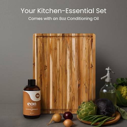 Teakhaus Cutting Board - Extra Large (XL) Teak Wood Cutting Board 24”L x 18”W x 1.5” Thick - Sustainably Harvested and FSC Certified - Knife Friendly with Natural Oil Finish