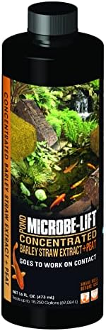 Microbe-Lift Concentrated Barley Straw Extract Plus Liquid Peat Conditioner for Ponds and Outdoor Water Garden, Safe for Live Koi Fish, Plants, and Decorations, 8 Ounces
