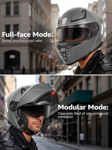 Motorcycle Modular Full Face Helmet DOT Approved - YEMA Helmet YM-925 Motorbike Casco Moto Moped Street Bike Racing Helmet with Sun Visor for Adult Youth Men and Women