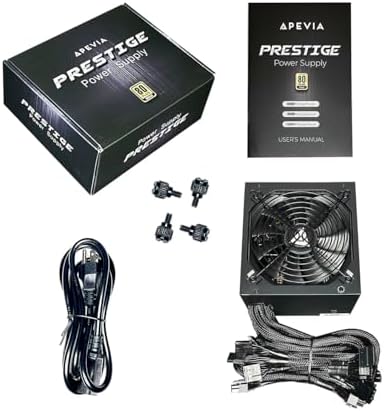 Apevia ATX-PR600W Prestige 600W 80+ Gold Certified, RoHS Compliance, Active PFC ATX Gaming Power Supply | 80+ Gold Efficiency, 135mm Auto Thermal Controlled Fan, Heavy Duty Protections, RoHS Compliance, DC to DC Converter Design