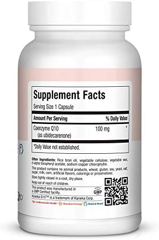 Maxi Health COQ10 100mg Capsules – 100mg Coenzyme Q10 for Heart & Energy Support – Kosher Certified CO Q 10 Supplement – Non-GMO and