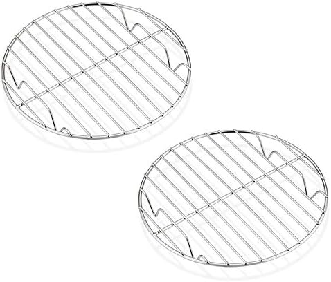 E-far Round Cooking Racks - Size 7½” & 9” & 10½” - Stainless Steel Round Steaming Baking Cooling Rack Set of 3, Multi-Purpose for Canning Air Fryer Pressure Cooker, Dishwasher Safe