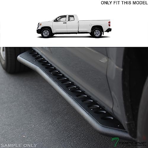 7422444828881 Compatible with 2022-2023 Toyota Tundra Double (Extended) Cab Textured Black Round Pattern Rock Slider Rocker Style Side Step Rail