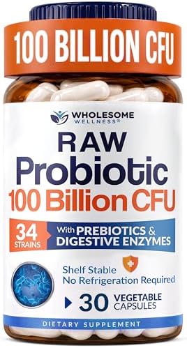 Wholesome Wellness Organic Raw Probiotics 100 Billion CFU, Dr Formulated for Women and Men