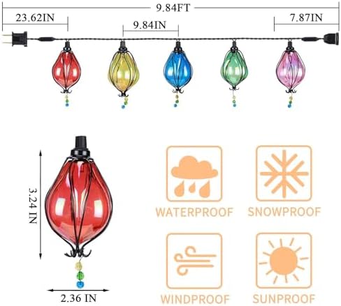 Vigdur Pineapple String Lights, 10FT Multicolor Patio Lights Outdoor