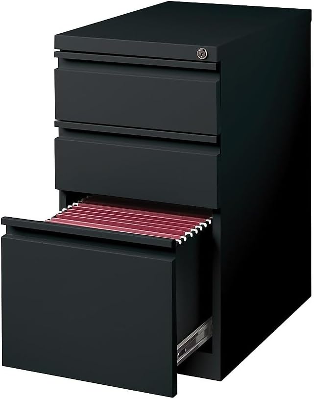 Staples 3-Drawer Vertical File Cabinet, Letter Size Documents, Lockable, 19.88" D x 15" W x 27.75" H, Black