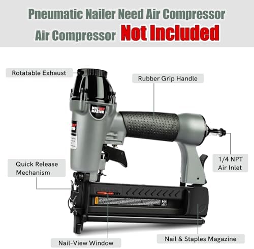 NEU Master Nail Gun, 2 in 1 Pneumatic Brad Nailer/Staple Gun