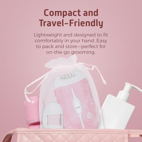 Pursonic Fe120P Cordless Epilator with 40 Tweezers - Rechargeable 2 Speed Epilators Hair Removal for Women - Compact Hair Removal Device for Arms