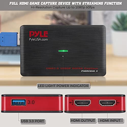 PyleUsa Capture Card Device, 4K HDMI Video Capture Card, 1080P 60FPS, HDMI to USB 3.0 Capture Card for Live Streaming Work with Camera, USB, SD, PC