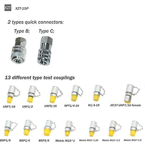 XZT 70U Hydraulic Pressure Test Coupling Kit, Pressure gauges Set, Test Hose