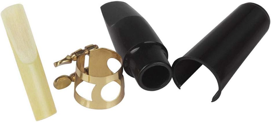Jiayouy Tenor Sax Saxophone Mouthpiece with One Reed Golden Plated Ligature and Plastic Cap