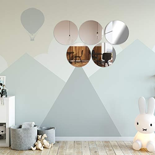 Aneco Acrylic Round Mirrors Non Glass Round Mirror Plate Self Adhesive Mirror Stickers for Home Wall Decor or Wedding Table Centerpiece