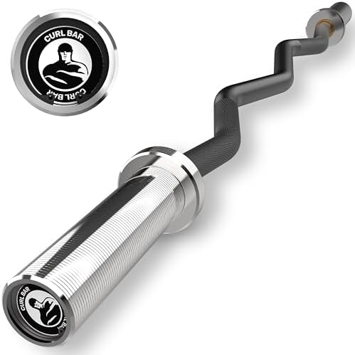 EZ Curl Bar [Bells of Steel] EZ Bar Olympic Curl Barbell for Bicep, Tricep Workouts, 2-Inch Curling Barbell with Angled Grips for Home Gym