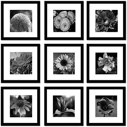 pojah 12x12 Black Picture Frame Set of 4,Wall Frames,HD Plexiglass