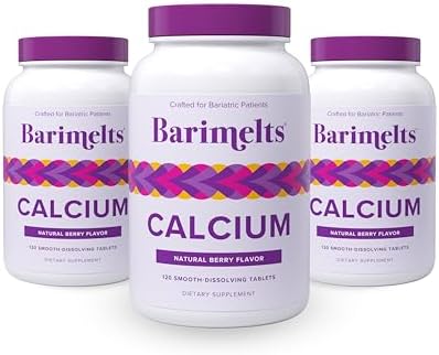 BariMelts Calcium Citrate with Vitamin D3 & Magnesium, 120 Smooth-Dissolving Tablets (1-Month Supply), Bariatric Calcium Supplements for Women, Natural Berry Flavor​