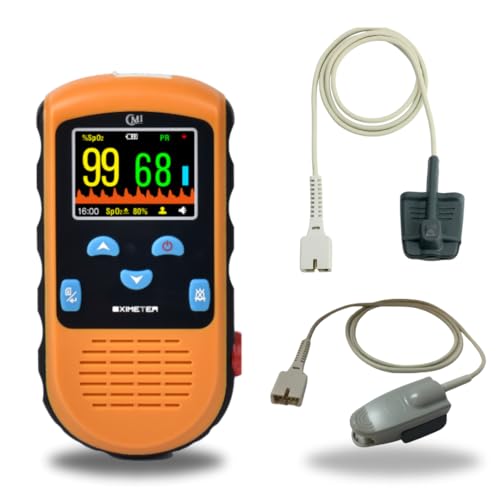 Rechargeable Finger Pulse Oximeter for Adults, Continuous SpO2 & Pulse Rate Readings, Spot Check Mode, Adjustable Alerts, Ideal for Sports
