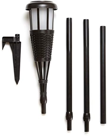 Newhouse Lighting FLTORCH2-B Solar-Powered Flickering Flame Effect LED Outdoor Island Torches for Landscape Lighting, Black Dark Chocolate Finish