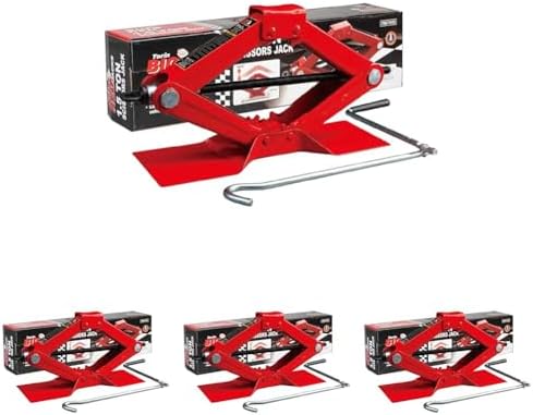 BIG RED T10152 Torin Steel Scissor Lift Jack Car Kit, 1.5 Ton (3,000 lb) Capacity, Red