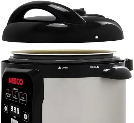NESCO NPC‑9 Smart Electric Pressure Canner and Cooker for Home Food Preservation, 9.5‑Quart Stainless Steel with Digital Controls