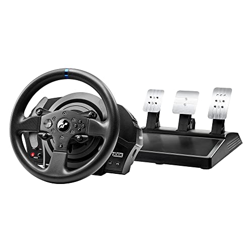 Thrustmaster T300RS GT Force Feedback Racing Wheel & 3 Pedal Set - PS5 & PC | Belt-driven motor, changeable rim, expandable with Thrustmaster shifters, for driving. farming simulators, cockpit ready