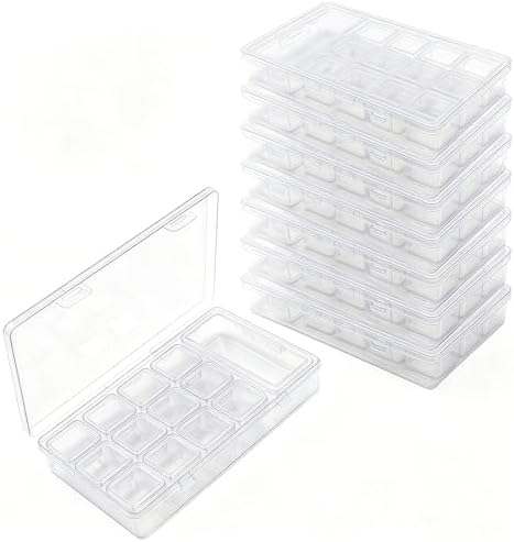 24 Pieces Mixed Sizes Rectangular Empty Mini Clear Plastic Organizer Box