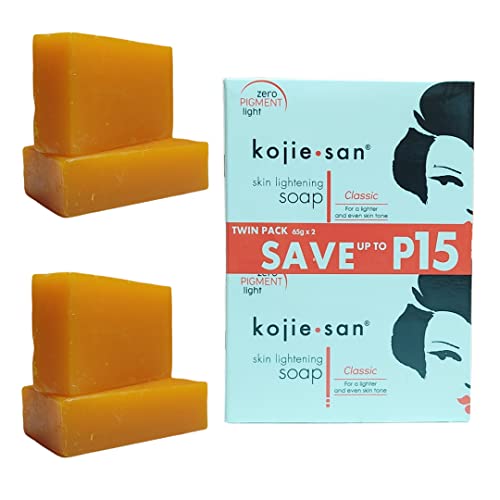 Kojie San Skin and Body Brightening Soap - Original Kojic Acid, Dark Spot Remover Bar Soap with Glycerin & Tea Tree Oil - 65g x 2 Bars