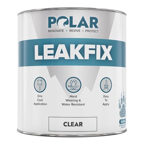 Polar Specialist Coatings Clear Leak Fix Paint - 35 oz - One Coat Waterproof Sealant with Reinforced Fibers, Instantly Seals Leaks & Cracks for Roofs