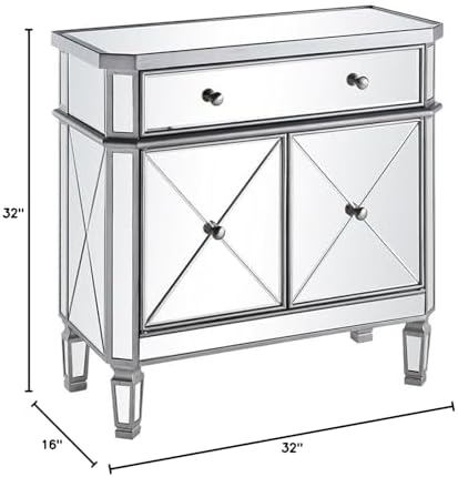 Elegant Lighting Danville 2 Door Mirrored Chest in Silver