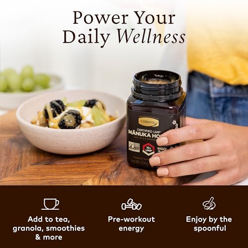 Comvita Manuka Honey UMF 10+ (MGO 263+), Monofloral - 500g (17.6 Oz) | Raw Manuka Honey New Zealand, Pure & Unpasteurized, Superfood for Immune Health, Wild, Use in Tea, Non-GMO