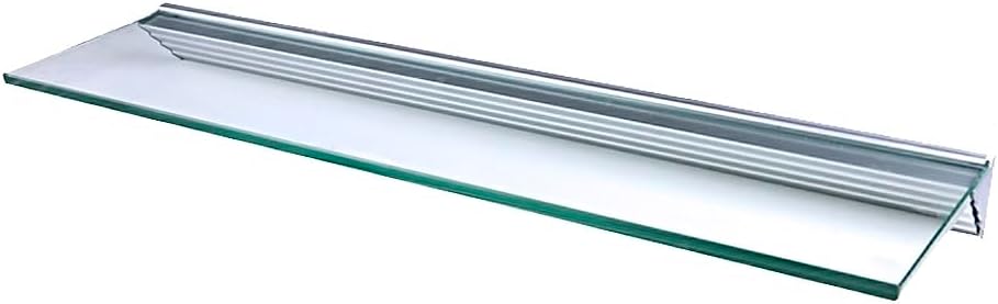 LTL Home Products GL9020CLKIT Wallscapes Glacier Floating Glass Wall Shelf Kit, 8" x 36", Clear Glass