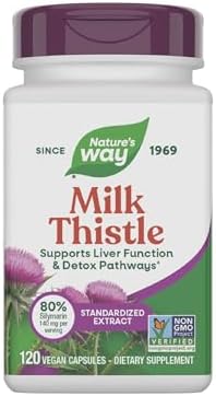 Nature's Way Milk Thistle Capsules, Supports Liver Function*, Vegan, 60 ct | Supports Liver Function & Liver Detox Pathways*, 175 mg Milk Thistle Seed Extract Standardized to 80% Silymarin per Serving