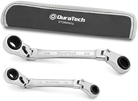 DURATECH 4-in-1 Flex-Head Ratcheting Wrench Set, 2-Piece, SAE