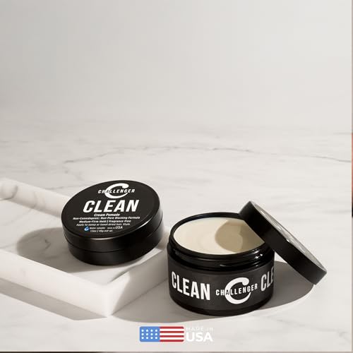 Challenger Men’s Clean Cream Pomade, 1.5 Ounce | Fragrance Free, Non-Comedogenic Hair Styling Product | Medium Firm Hold & Natural Finish | Shine Free, Unscented, Water Based & Travel Friendly