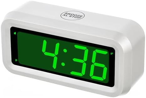 Digital Alarm Clock Battery Operated with LED Display for Bedrooms, Long Battery Life for 12 Months, 3 Brightness Adjustable, 12/24 Hour, Snooze, Black Case with Red Digits