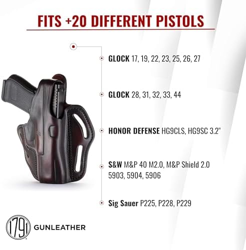 1791 Gunleather Thumb Break OWB Gun Holster Fits Glock 19, 17, 23, Sig P229