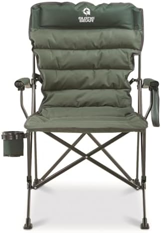 Guide Gear Oversized XL Comfort Padded Mammoth Camping Chair; Includes Carry Bag, Portable, Folding, Large Camp Lounge Chairs for Outdoor, Adults, Men and Women, Heavy-Duty 500-Pound Capacity Green