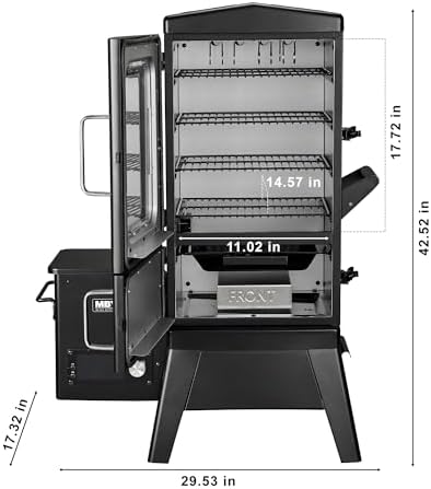 Electric Pellet Smoker with Rainproof Cover, Vertical Wood Pellet Smokers Grill With Hook Meat Probe LED Display Temperature Control
