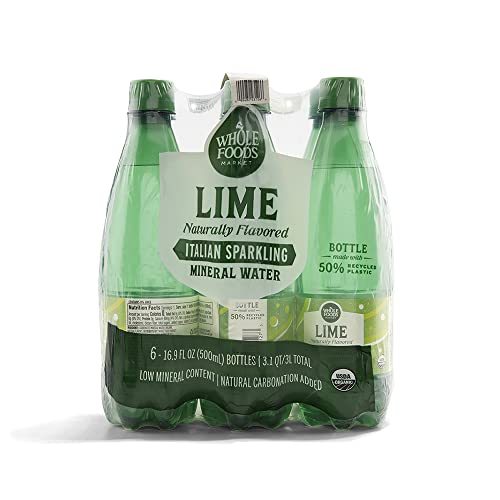 Whole Foods Market, Lemon Sparkling Mineral Water, 16.9 Fl Oz, 6 Count