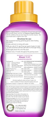 Espoma Organic Bloom Liquid Blossom Booster 16 Oz & Grow All-Purpose Liquid Plant Organic Food 16 Oz Concentrate